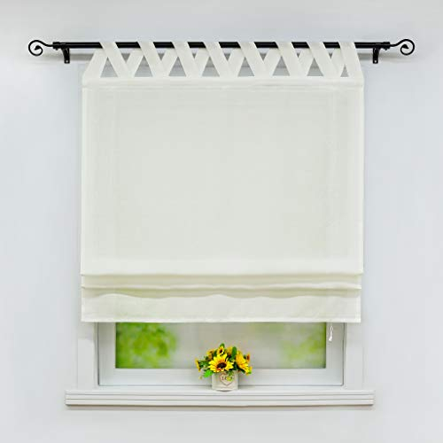 Joyswahl Raffrollo Halbtransparentes Unifarbiges Bändchenrollo »Mila« Schals mit Schlaufen Fenster Vorhänge BxH 140x140cm Beige 1er Pack