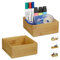 Relaxdays 2 x Ordnungsbox Bambus, stapelbar, natürliche Optik, Aufbewahrungsbox Küche, Bad, HxBxT: 6,5 x 15 x 15 cm, Natur