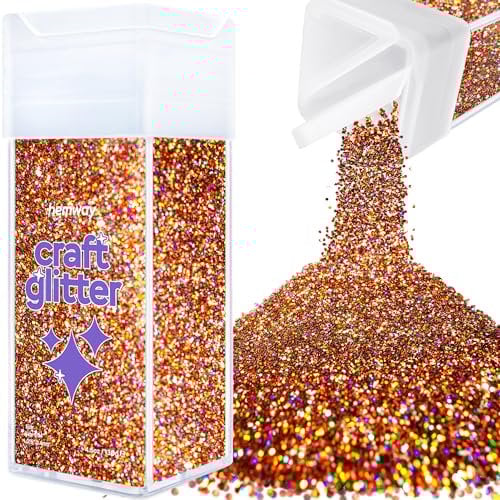 Hemway Premium Craft Glitter Shaker - Bronze Brown Holographic | 130g Fine Metallic Flake Sequins for Resin & Epoxy Crafts | Craft Supplies for Festival, Tumblers, Body, Face, Eye & Nail Art