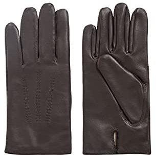 BOSS Herren Hainz4 Lederhandschuhe mit Paspeln und Metall-Aufnäher