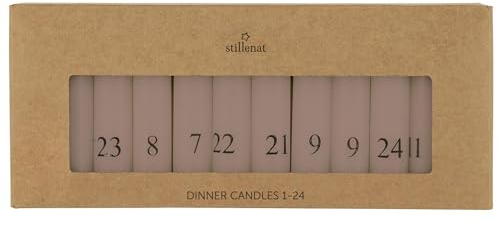 IB Laursen Stabkerzen 1-24 Malva mit schwarzen Zahlen