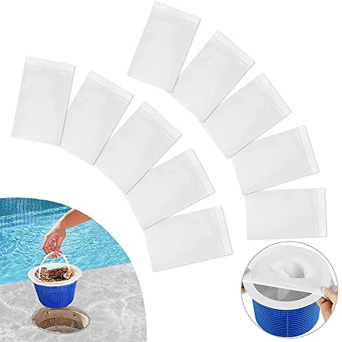 Gadom Pool Skimmer Socken, Skimmer Filtersocken, Skimmernetze zur Feinfilterung, 10 Stück Skimmer Filter Netz Wiederverwendbar Schwimmbad Skimmer Filter Sieb Netz für Entfernt Schlacken,Blätter