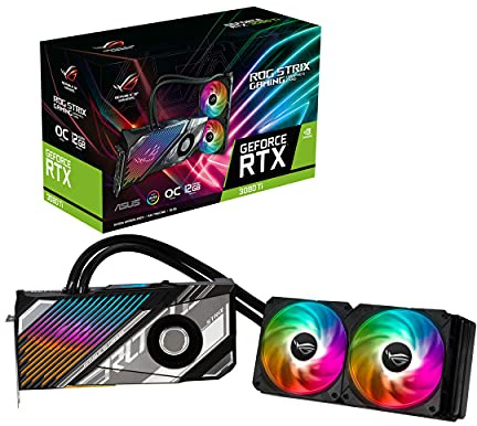 Asus ROG Strix LC Nvidia GeForce RTX 3080 Ti OC, ROG-STRIX-LC-RTX3080TI-O12G-GAMING, 12 Go GDDR6X, HDMI 2.1, DisplayPort 1.4a, refroidissement liquide, radiateur 240 mm, tuyau 560 mm