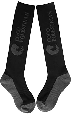 Oypla Coco Equestrian Dark Grey Unisex Child Breathable Knee High Long Boot Horse Riding Socks - 1 Pair
