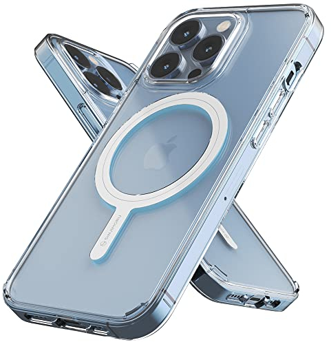 Sinjimoru Shockproof iPhone 13 Pro Hülle mit Magnet, Crystal Clear Protective Case Kompatibel mit MagSafe Zubehör. M-AirClo für iPhone 13 Pro