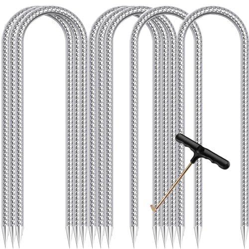 Trampoline Stakes Anchors High Wind Heavy Duty Trampoline Anchor Kit U Type Sharp Ends Safety Ground Anchor(8Pcs, Silver)