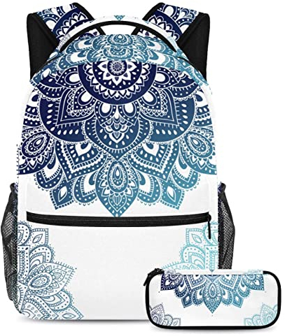 Pink Background Unicorn Plant School Bag Set for Teen Girls Boys Kids, Student Bookbag Backpack Rucksack with Pencil Case for Primary Secondary Junior, Muster 19