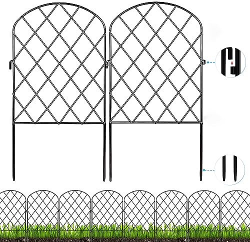 Getlay Dekorativer kleiner Gartenzaun, 3 m (L) x 61 cm (H), schwarzes Netz, rostfreier Metallzaun, Tierabsperrzaun für kleine Hunde, umrandung, faltbarer Terrassenzaun, Outdoor-Blumenbeet,