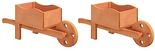 vidaXL Pflanzgefäß Schubkarre Design 2 STK., Blumenkarre mit viel Platz, Pflanzkarre mit Entwässerungsloch, Garten Schubkarre Bepflanzte Schubkarre, Massivholz