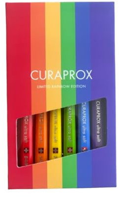 Curaprox Handzahnbürste – Rainbow Limited Edition | Ultraweich Für Empfindliches Zahnfleisch Und Zähne | 6er-pack | Farbenfrohes Design