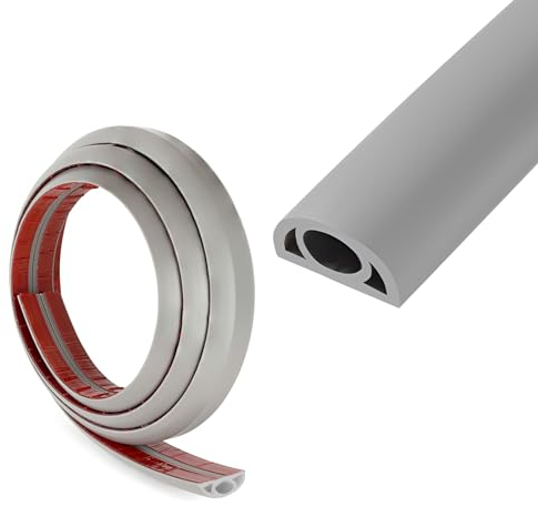 Goulotte Passe Cable Sol, Goulotte Autocollante 20 mm (L) x 10 mm (H) x 3 Mètres de Longueur, Protege Canal De CâBle, pour Câbles électriques Domestiques, Protection de Câble, Cache-Câble, Gris