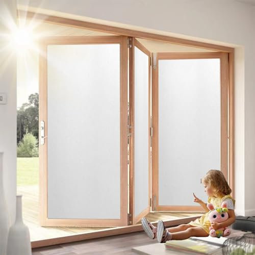 Vinilo Adhesivo para Puertas 90 x 530 cm, Opaco, Privacidad, Estático Anti UV, Autoadhesivo Decorativo Mate, Vinilo para Cristales Opaca, para Dormitorio Oficinas, Blanco Mate