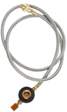 Flat Gas Extension Tube aus Messing Edelstahl und Gummi Extension Hose für Outdoor Camping Brenner 100cm Länge faltbar und leicht Ersatzschlauch für defekte Gastank Zubehör