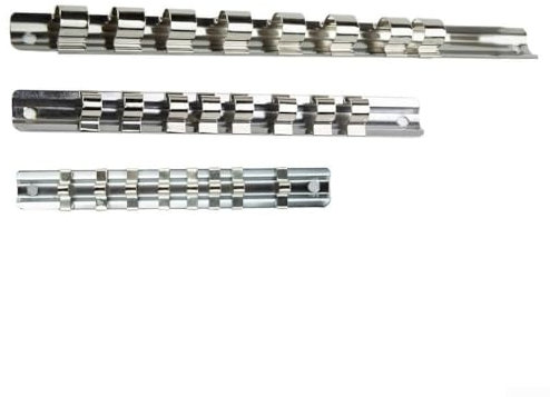 Eawfgtuw Lot de 2 supports de rangement pour douilles avec 8 clips - Support mural pour douilles 6,35 mm - 1,27 cm - Système de rangement d'outils de garage (2 pièces 1-2)