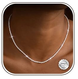 Dochais Sterling Silber 925 Halskette Damen 2mm/3mm Robuste Kette Silber 925 Plattiert Damen Schmuck Kette Frauen Geschenk 16/18/20/22 Zoll