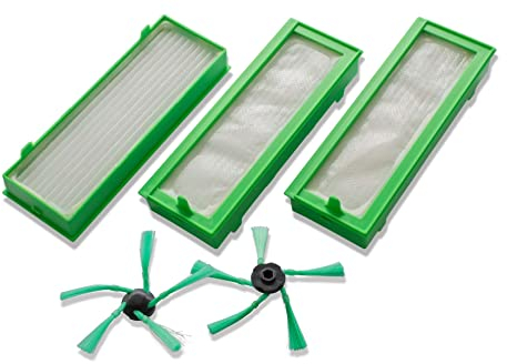 vhbw 5-TLG. Wartungskit kompatibel mit Vorwerk Kobold VR-300, VR300, VR-200, VR200 Saugroboter - HEPA-Filter, Seitenbürsten