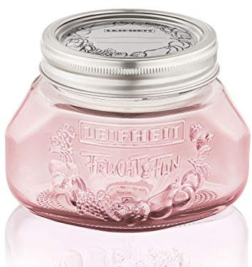 Leifheit Einmachglas 3er Set 0,5 L Tender Rose, Weckglas mit Deckel ideal für Eingemachtes und Selbstgemachtes, dekoratives Vorratsglas, spülmaschinengeeignet, Marmeladenglas, Einkochglas, rund, rosa