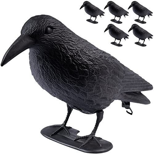 ARTECSIS 6 Corbeaux factices en Plastique / 38x13x12,5cm, Noir/Antipigeon, Effaroucheur