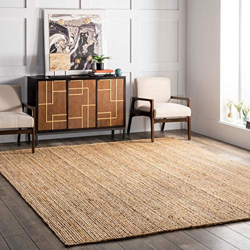 nuLOOM Rigo Hand Woven Farmhouse Jute Area Rug- Natural Fiber, Handmade, Eco-Friendly, Bedroom, Living Room, Dining Room