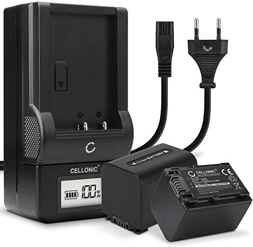 CELLONIC, Batteria per Fotocamera, Compatibile con Sony AX53 4K HANDYCAM FDR-AX53, NP-FV70, NP-FV50 (7.4V, 1500mAh) 2 Pezzi + Caricabatterie