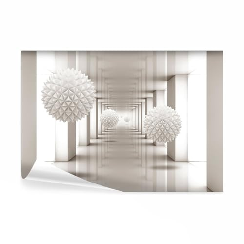 decomonkey Fototapete 3d Effekt Abstrakt, 350x256 cm, XL, Architektur | Kugeln, beige, Vlies, Schlafzimmer, Wohnzimmer, Design, Tapete, Fototapeten, Tapeten, Wandtapete, Vliestapete, moderne, Wand