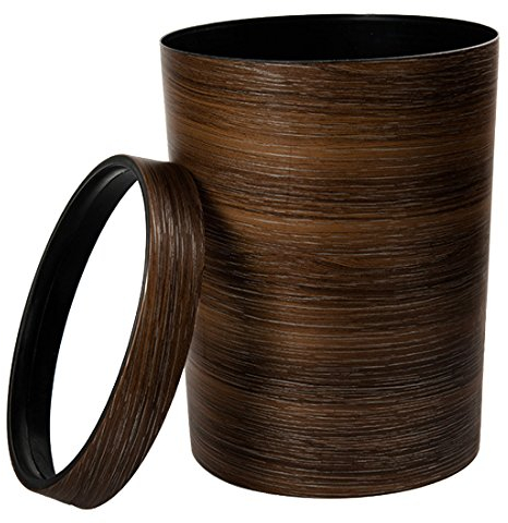 OIURV 10L Retro Stil Mülleimer Papierkörbe Mimetisches Holz Kunststoff ohne Deckel Abfalleimer für Büro Badezimmer Schlafzimmer küche Braun