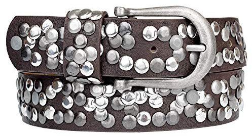 Zakatte • DAMEN NIETENGÜRTEL AUS KUNSTLEDER 70 BIS 125 CM (85 cm, Dunkelbraun)