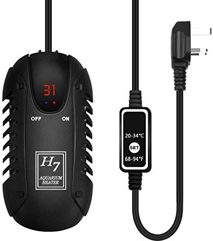 Yangers Fish Tank Submersible Aquarium Heater 100W, Mini Small Digital Temperature Display with in Line Controller Smart Auto Water Temperature Thermostat for 50 60L 100 Litre Tank UK Plug (50L-100L)