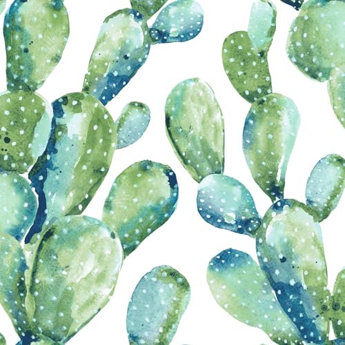 RoomMates RMK11351WP Blue Prickly Pear Cactus Peel and Stick Wallpaper