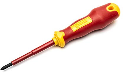 SATA ST61222SC Destornillador de Cabeza Phillips n.o 1 para Electricistas con Aislamiento VDE con Mango VDE y Hoja de Acero S2 Probada a 10.000 Voltios, n.o 1x80 mm
