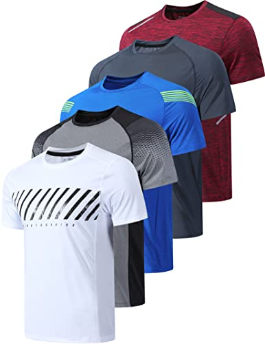 Liberty Imports Camisetas Atléticas de Manga Corta con Cuello Redondo Camiseta Hombre (Pack de 5)