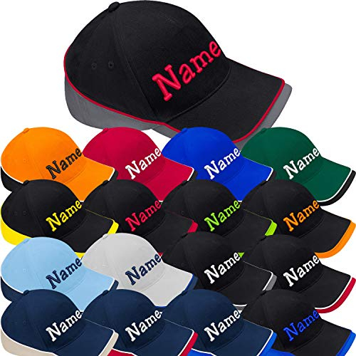 Nashville print factory Teamwear Competition Cap Bestickt mit Wunschtext Name Stickerei Wunschstickerei Mütze Basecap (Black/Graphite Grey/White)
