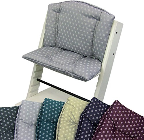 BAMBINIWELT Sitzkissenset für Stokke Tripp Trapp Hochstuhl 2 teilig Sitzkissen Auflage Bezug Ersatzkissen STERNE (Sterne hellgrau) XX