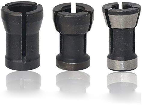 Frässtift-Adapter für Fräser, HSS Split Bushing Spannzangen-Adapter Router Spannzange Reduzierhülse für Holzbearbeitung (8 mm + 6,35 mm + 6 mm, 3 Stück)