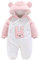 Haokaini Neugeborenenenen-Schneeanzug mit Bär-Motiv, Baumwolle/Fleece, Kapuze, Strampler, Overall, für Babys Gr. 80, Weiß/Rosa