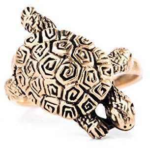 WINDALF Glücks Ring NAMY 22 mm Kleine Schildkröte Bronze (Bronze, 60 (19.1))
