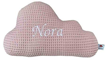 Glückspilz Dekokissen Kuschelkissen I Wolke I Kissen mit Namen personalisiert I (Rosa Waffelpique)