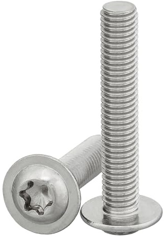 DSM Linsenkopfschrauben M5 x 35 mm – 100 Stück Flansch, Torx – Edelstahl A2 | nach ISO 7380-2 mit TX25 – Schrauben rostfrei [TrueSpec Präzision] Vollgewinde Flachkopfschrauben Möbelschrauben