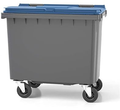 Matisère Conteneur poubelle 660 litres à préhension frontale - Couleur du couvercle Rouge - 1265 x 775 x 1165 mm - 210009GAGA/RO - Polyéthylène à haute densité (PEHD)