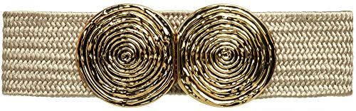 Caspar GU325 breiter elastischer Damen Stretch Taillengürtel mit goldfarbener Doppelschnalle, Gürtelgröße:70 [für Körperumfang 75-85 cm], Farbe:beige
