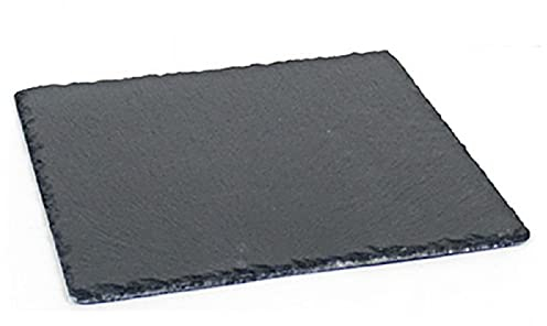 Tradineur - Plato de Pizarra Cuadrado, Bandeja para hosteleria, servicio y degustación, Canto rústico, Tabla de Piedra Natural para Servir Aperitivos - 30 x 30 cm