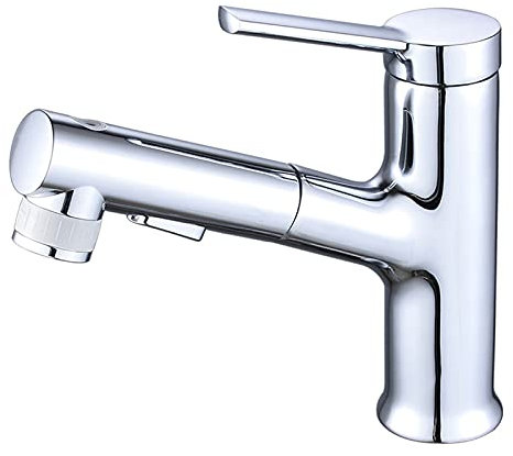 WPHH Rubinetto per Lavabo Bagno con Doccetta Estraibile, Miscelatore Lavabo con Acqua Calda E Fredda, Rubinetti per Lavandini Bagno in Ottone Monoforo con Maniglia Singola,Cromo