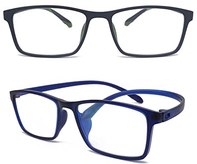 MCOORN Lesebrille Groß Breit Rechteckig für Herren, Lesehilfe Flexibel Anti Blaulicht Leicht mit Etui, Unkaputtbar Entspiegelt, Dioptrien +2.0
