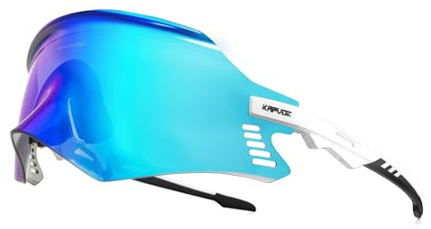 KAPVOE Fahrradbrille Mountainbike Sport Sonnenbrille Radfahren Motorrad BMX Herren Damen Blau Weiß 12