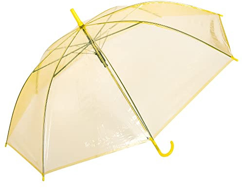 Invero Parapluie en forme de dôme transparent, jaune, grand, Classique