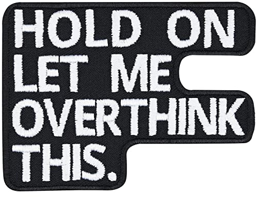 Aufnäher HOLD ON - let me overthink this Heavy Metal Aufbügler Biker Aufbügler/Patch zu annähen/aufbügeln | Chiller Geschenk Applikation für alle Stoffe | 80x60mm