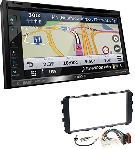 Kenwood DNX5190DABS 2-DIN Navitainer Autoradio kompatibel mit Apple CarPlay Android Auto Bluetooth DAB+ passend für Toyota Yaris schwarz mit OEM-Navi