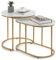Giantex 2er Set Beistelltisch Marmor Gold, Couchtisch Sofatisch Verschiedene Größen, Wohnzimmertisch zusammenschiebbar, Kaffeetisch Satztisch modern Design, Nachttisch Goldener Metallrahmen