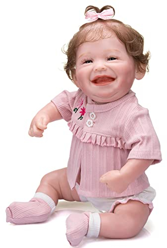 HAMIMI 50 cm Reborn Babypuppen Weicher Silikonkörper Realistische Wiedergeburtspuppe Handgemacht Lebensecht Wie EIN Lebensechtes Baby