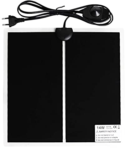 Geoyien Tapis Chauffant pour Terrarium, 28 X 28CM Tapis Chauffant, Tapis Chauffant Terrarium, Tapis Chauffant pour Reptile, température réglable (0-35 degrés) Fiche européenne (14W, 220V-240V)